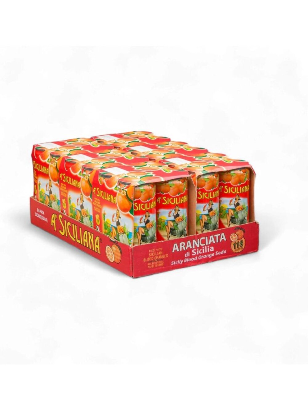 Sparkling Blood Orange Soda - Refreshing Sicilian Drink, 24 Pack, Citrus Flavor